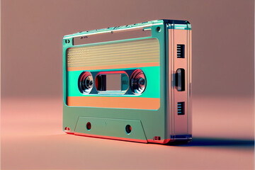 Poster - Minimalism Transparent Cassette retro style concept. 