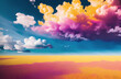 Cloudscape - Colorful gradient fantasy cloud sky in pink yellow purple orange , generative AI