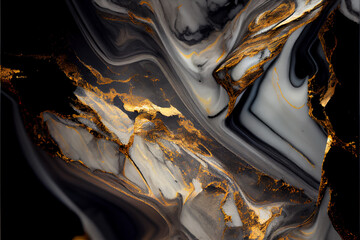 Poster - Beautiful Abstract black golden grunge marble texture background.
