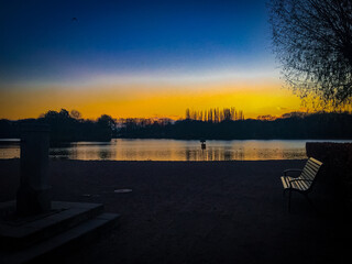 Wall Mural - Outlook over Pildamsparken park during sunset, Malmo, Sweden