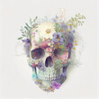 skull with flowers, ai art