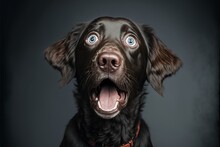 Generative, AI, General, Illustration. Puppy Dog With Funny Face Surprising With Open Mouth And Big Eyes