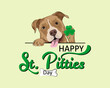 © Katerina - St. Patrick's day card design pitbull dog with shamrock illustration fun holiday lettering banner for animal lovers