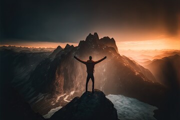 Wall Mural - Man on Mountain