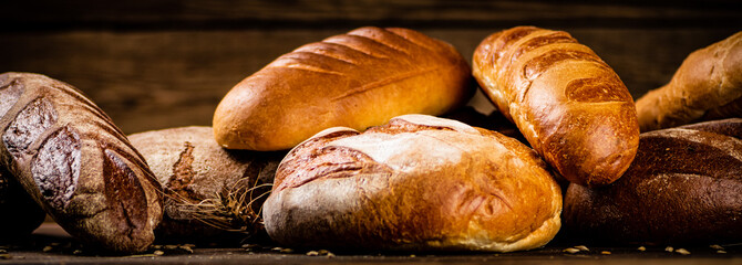 Wall Mural - Different kinds of delicious bread. 