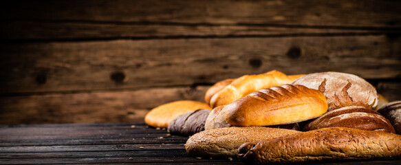 Wall Mural - Different types of freshly baked bread. 