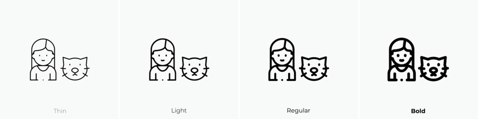 Wall Mural - cat icon. Thin, Light Regular And Bold style design isolated on white background