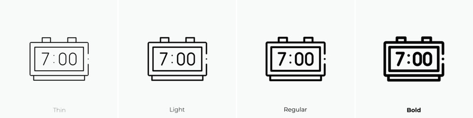 Wall Mural - alarm clock icon. Thin, Light Regular And Bold style design isolated on white background