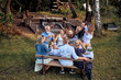 © Flamingo Images - Friends toasting around a table outside