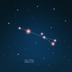 Wall Mural - constellation scheme in starry sky. open space. vector illustration sagitta constellation through a 