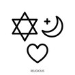 religious icon. Line Art Style Design Isolated On White Background