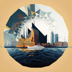 Wall Mural - illustration Elbphilharmonie St Michaelis church Hamburg Germany. Generative AI.