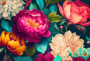 Generative AI: pattern floral ideal for backgrounds and textures