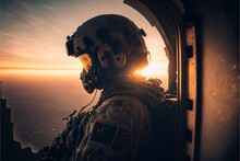 Fighter Pilot Cockpit In The Sky, Aviator Military Mission, Generative Ai