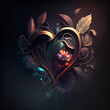 Love symbol on a dark background