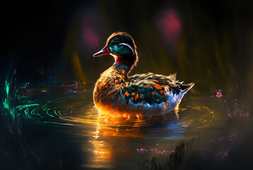 female duck in pond