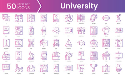 Wall Mural - Set of university icons. Gradient style icon bundle. Vector Illustration
