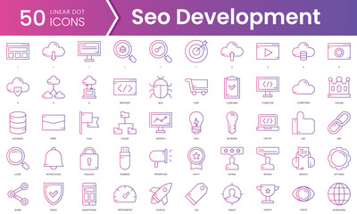 Wall Mural - Set of seo development icons. Gradient style icon bundle. Vector Illustration