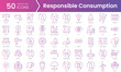 Set of responsible consumption icons. Gradient style icon bundle. Vector Illustration