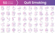 Set of quit smoking icons. Gradient style icon bundle. Vector Illustration