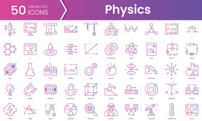 Wall Mural - Set of physics icons. Gradient style icon bundle. Vector Illustration
