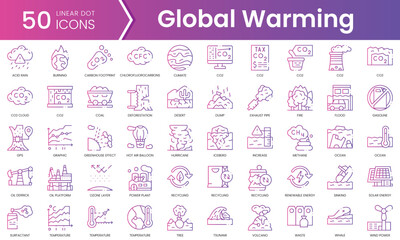 Wall Mural - Set of global warming icons. Gradient style icon bundle. Vector Illustration