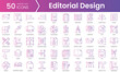 Set of editorial design icons. Gradient style icon bundle. Vector Illustration