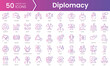Set of diplomacy icons. Gradient style icon bundle. Vector Illustration