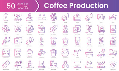 Wall Mural - Set of coffee production icons. Gradient style icon bundle. Vector Illustration