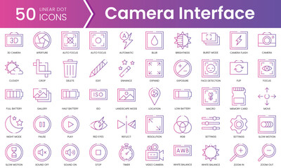 Wall Mural - Set of camera interface icons. Gradient style icon bundle. Vector Illustration