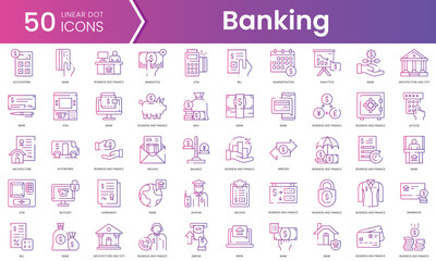 Wall Mural - Set of banking icons. Gradient style icon bundle. Vector Illustration