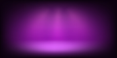 Aufkleber - Abstract illuminated empty violet stage with bright projectors. Design template. 3d vector background