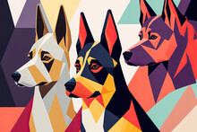 Three Dogs Design, Doberman Pinscher, Background, Graphic. Generative AI
