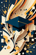 Graduation cap vertical design, background, graphic. Generative AI