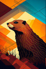 Wall Mural - Groundhog Day vertical design, background, graphic. Generative AI