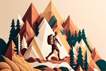 Wall Mural - Hiking design, background, graphic. Generative AI