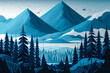 Pacific Northwest, cold winter landscape design, background, graphic. Generative AI