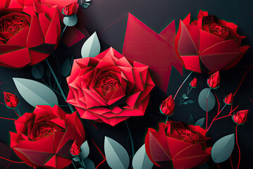 Wall Mural - Red roses design, background, graphic. Generative AI