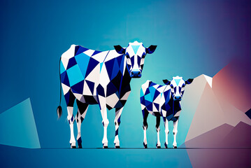 Wall Mural - Two cows design, background, graphic. Generative AI