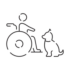 Poster - Disabled people line icon, outline vector symbol, linear style pictogram. Signs, logo illustration. wheelchair, older, handicapped, deaf and Social issue