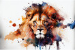 Löwe in Aquarellfarben isoliert auf weißen Hintergrund. Generative Ai