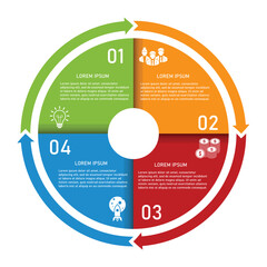 Four step circle infographic