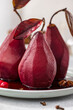 Traditional french dessert pears stewed in red wine