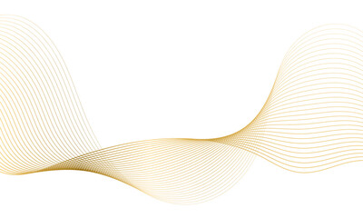 Abstract gold gradient wave element for design. Digital frequency track equalizer. Stylized line art background. Vector illustration. Wave with lines created using blend tool. Curved wavy line.