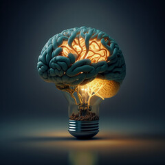 Concept art of a human brain with knowledge and creativity. generative ai