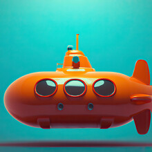 Orange Submarine With  Copy Space Generative Ai Illustration