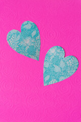 Poster - two scrapbook paper hearts isolated on paper with roses