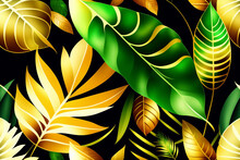 Seamless Background With Leaves Tropical Generative AI Textile