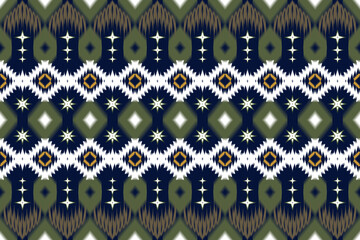 Wall Mural - Ethnic ikat vector pattern background seamless pattern Tribal Art Ikat in traditional classic Ikat geometric ornament abstract art Design for clothing, 
cover, wallpaper, fabric, carpet, wrapping