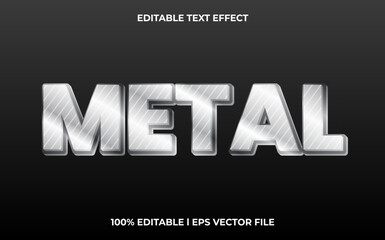 Poster - metal editable text effect, lettering typography font style, silver 3d text for tittle